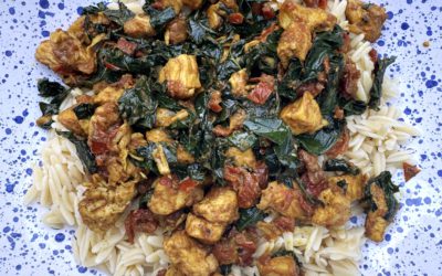 Curry Chicken with Sun-dried Tomatoes and Orzo