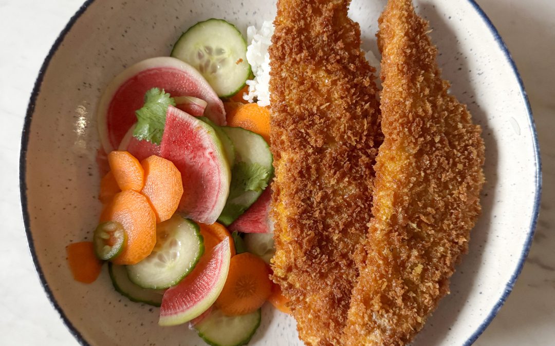 Turmeric Fish Cutlet with Bahn Mi Slaw